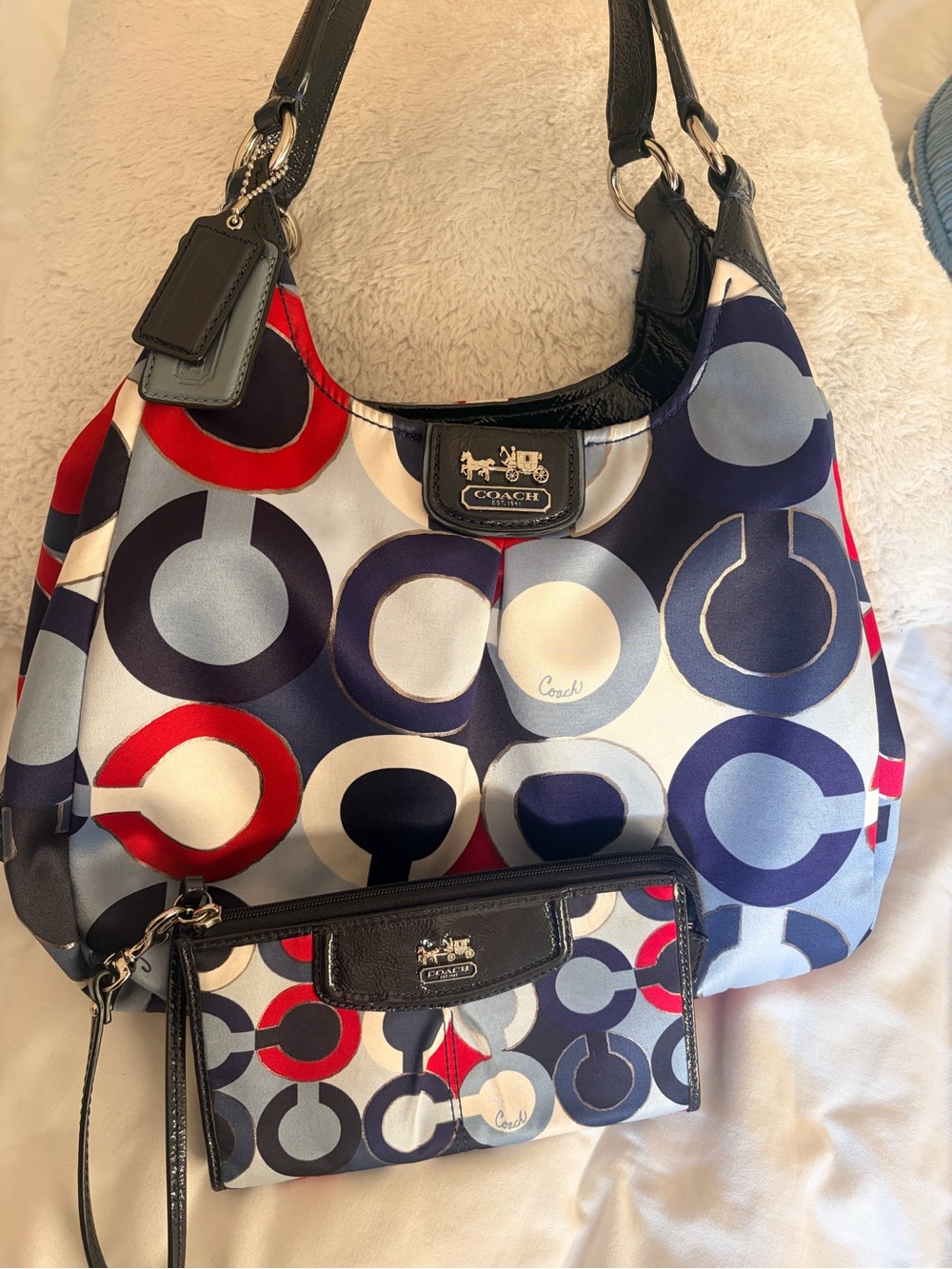 Coach Madison Signature Graphic Op Art Maggie Shoulder Bag  with Wallet